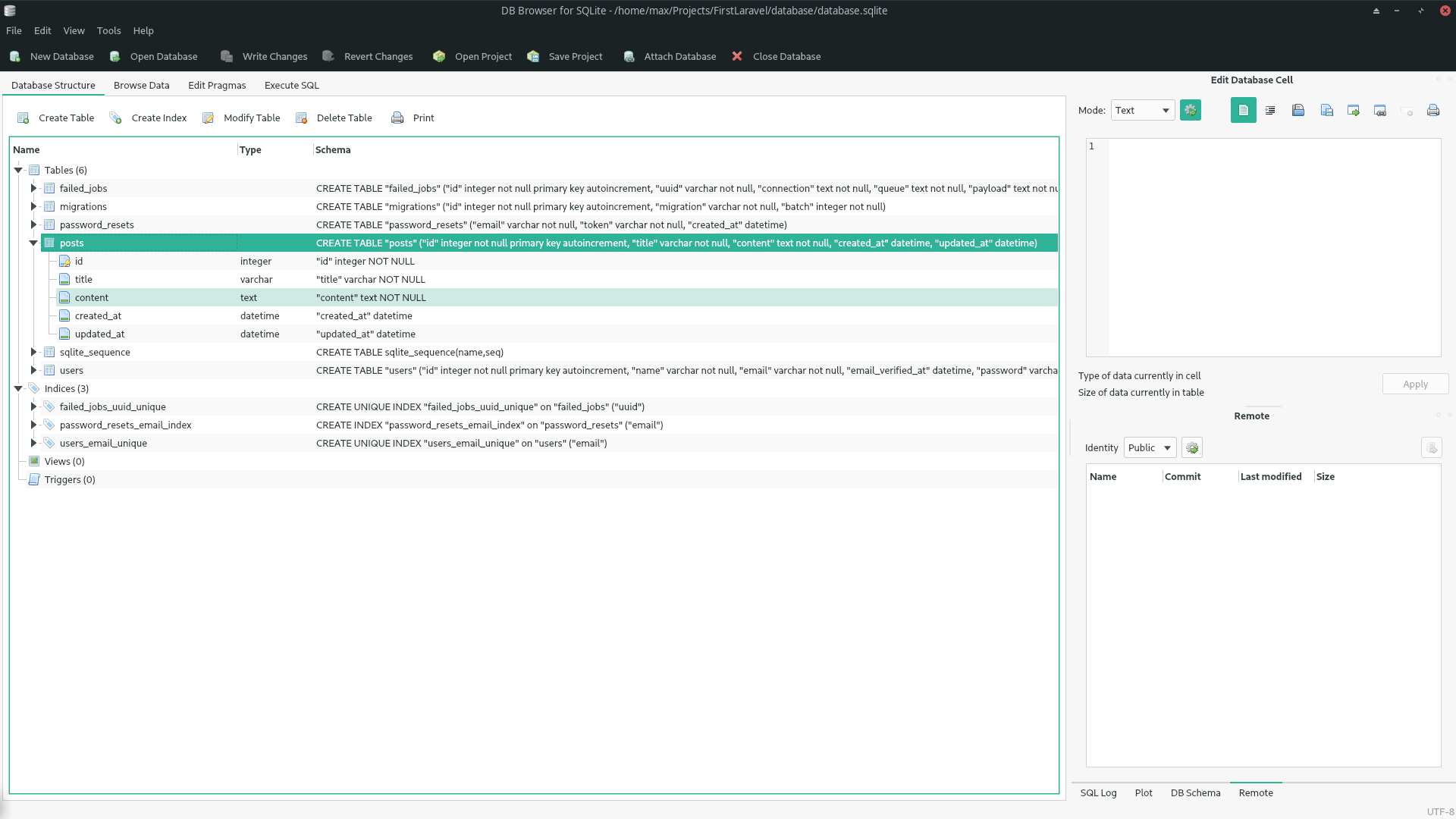 sqlite laravel sample project database preview