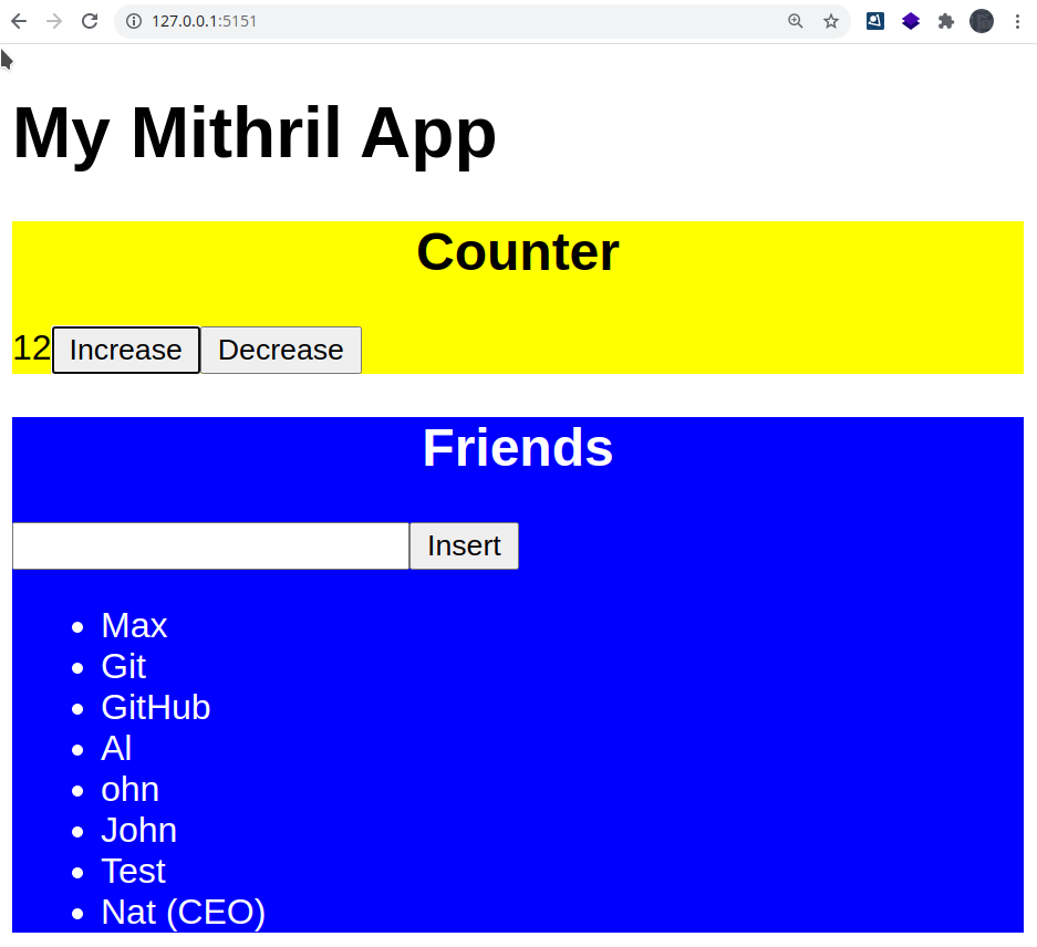 Mithril-JS/Type script with support of JSX syntax