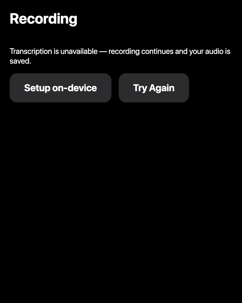 Speech unavailable recovery