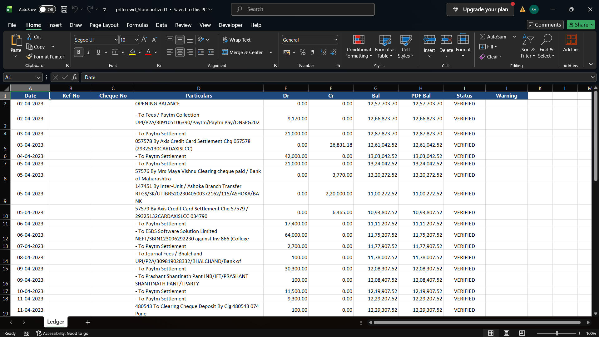 Excel Output