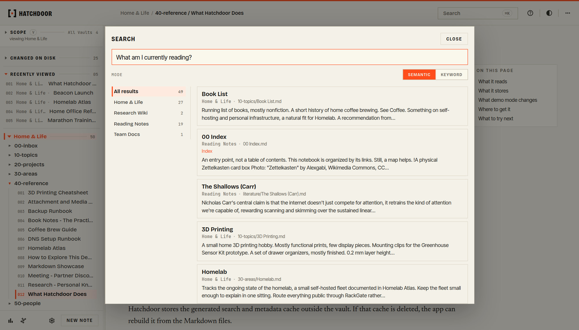 Search results with snippets for a natural-language query