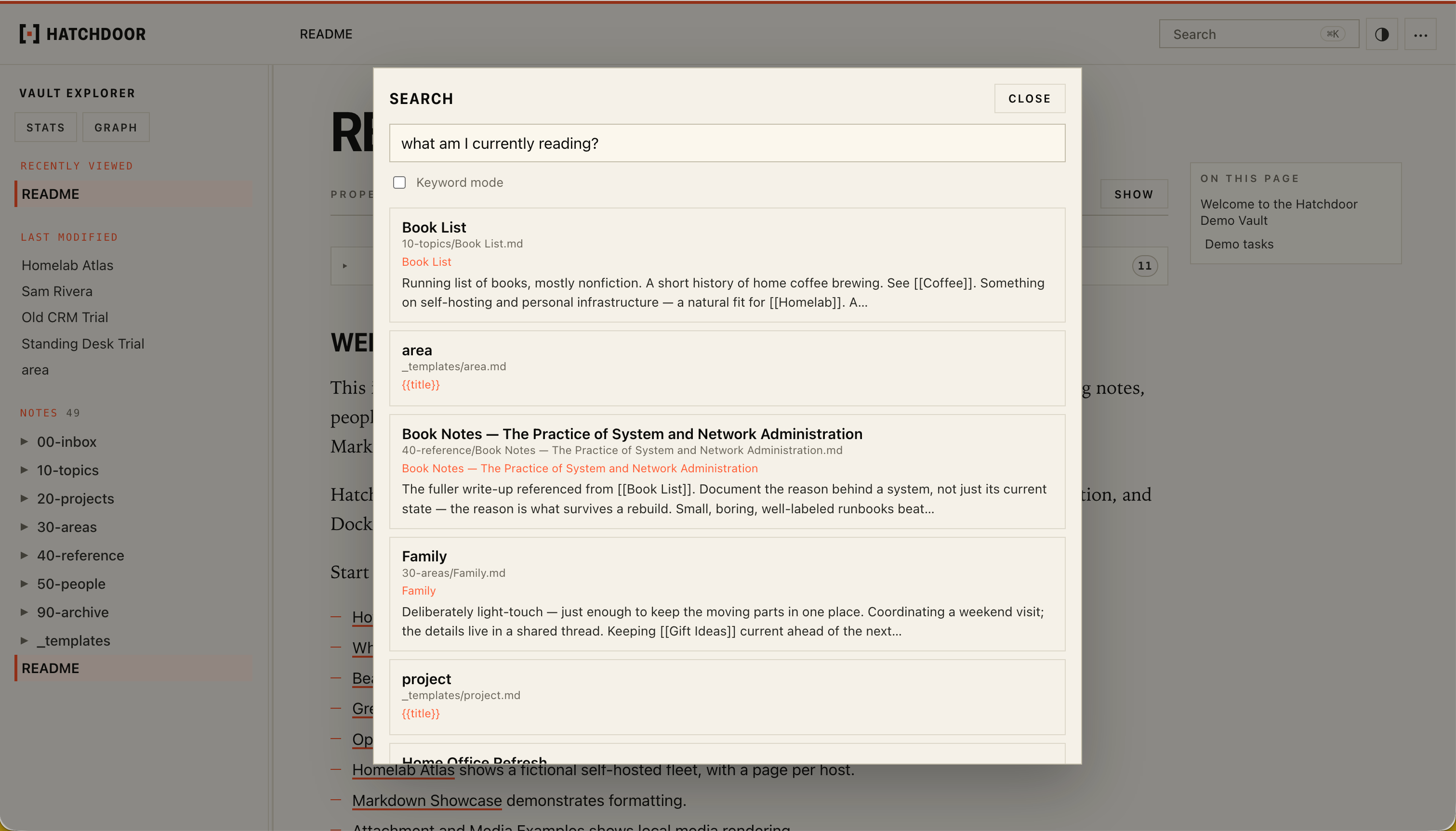 Search results with snippets for a natural-language query
