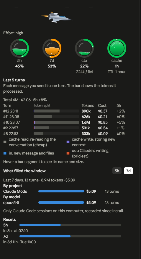 The pane on a dark theme