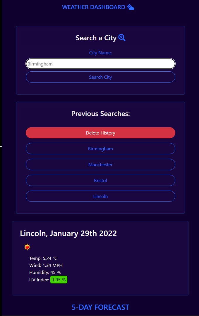 GitHub - BavKudhail/weather-dashboard: A weather dashboard that runs in ...