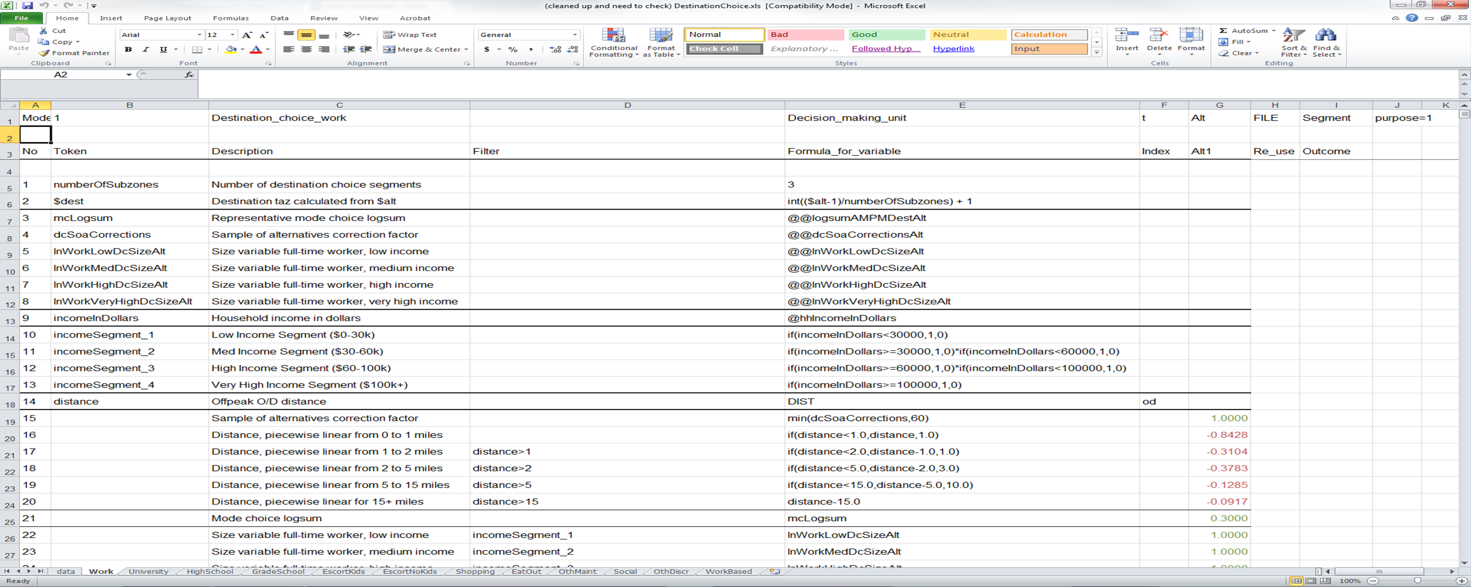 Example of UEC alternatives defined by file