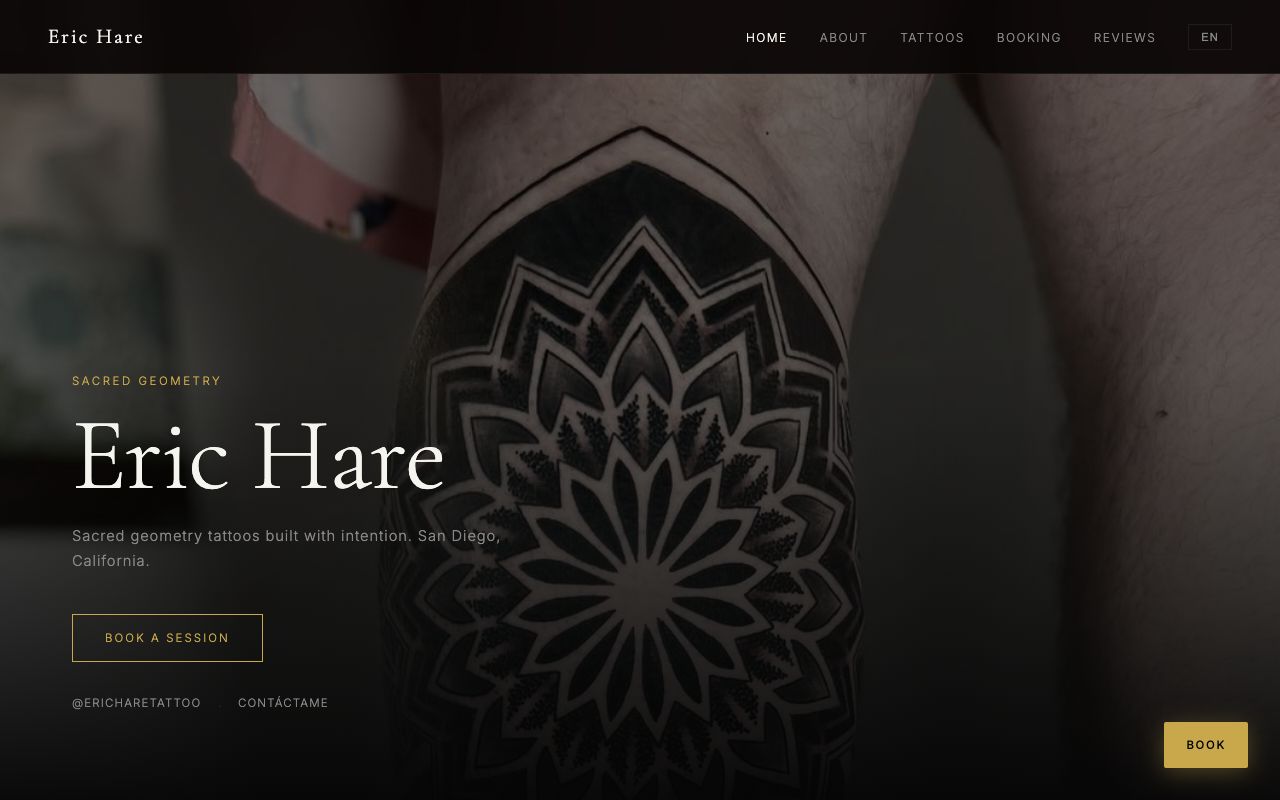 Eric Hare website screenshot