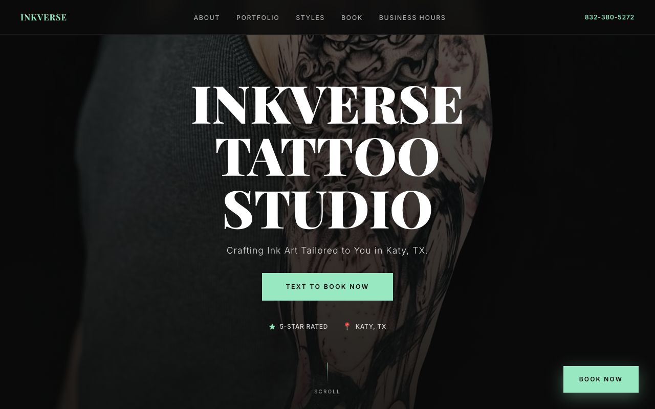 Inkverse Tattoo website screenshot