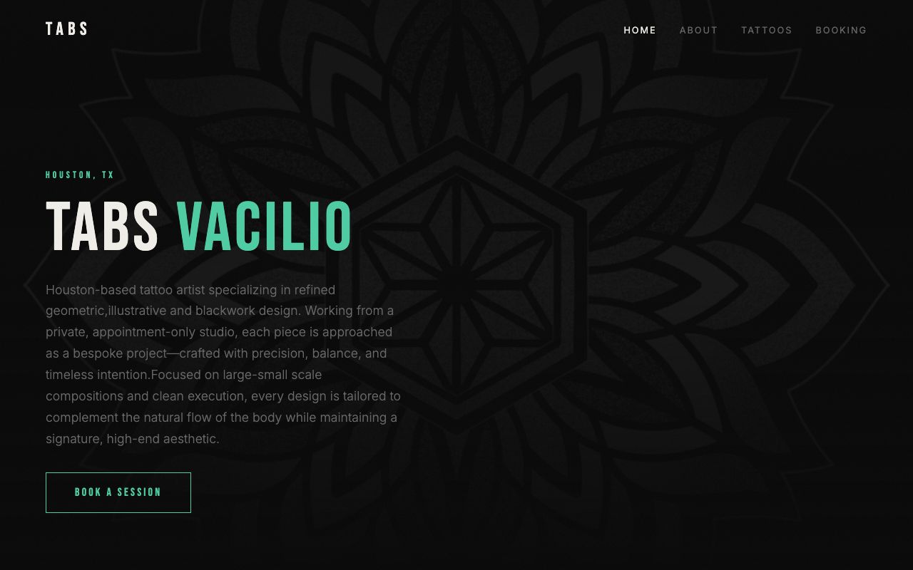 Tabs Tattoo website screenshot