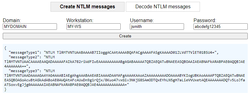 Create NTLM message
