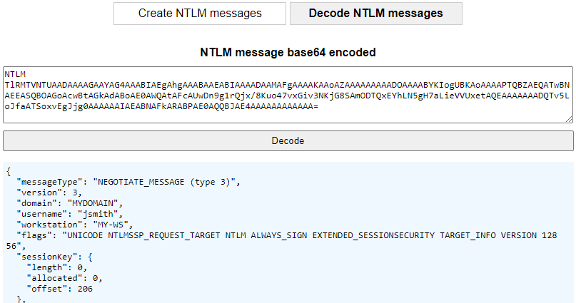 Decode NTLM message