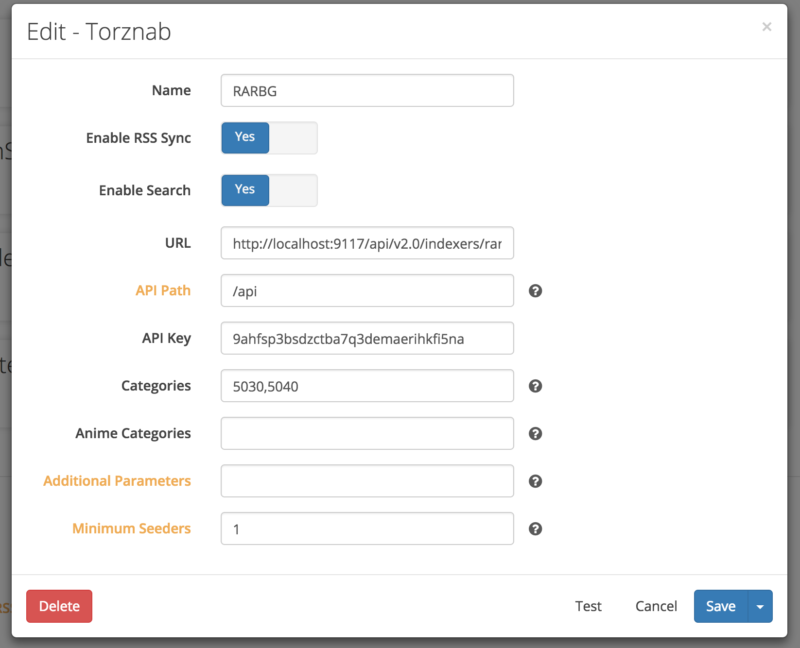 Sonarr torznab add