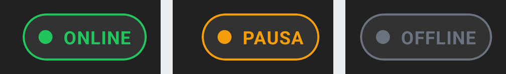 As três pílulas de disponibilidade: Online, Em pausa e Offline