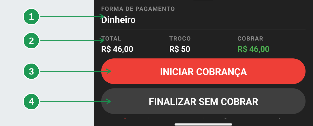 Rodapé de cobrança e finalização nos detalhes da entrega
