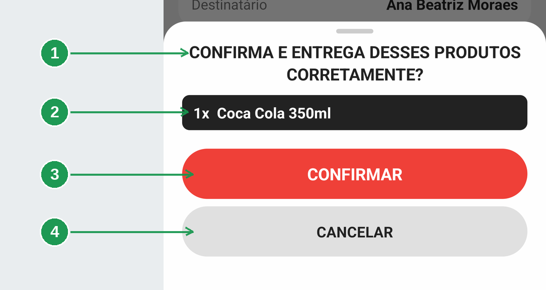 Item destacado para conferência antes do fechamento da entrega