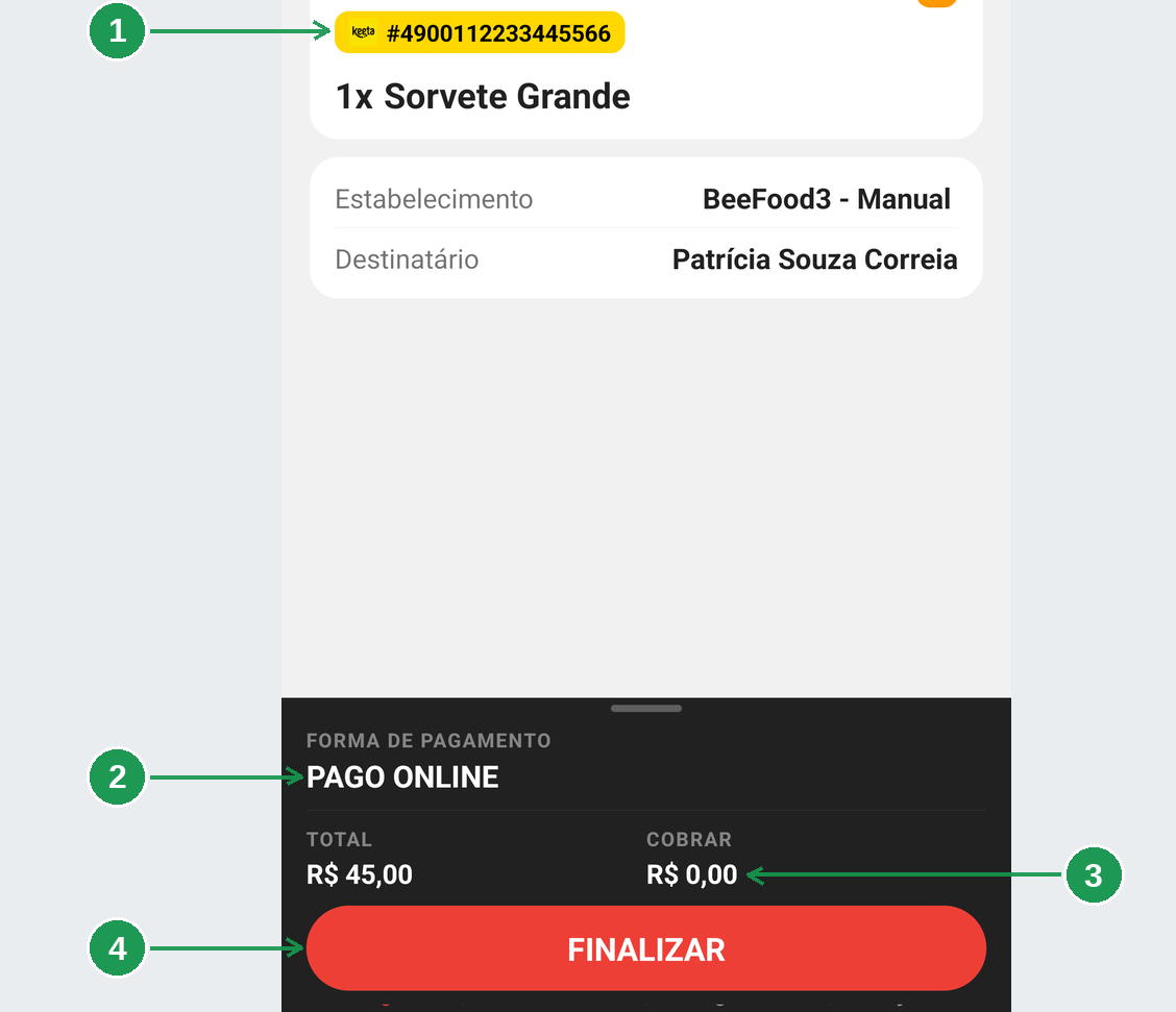 Pedido de marketplace sem botão de confirmação, apenas com FINALIZAR no rodapé