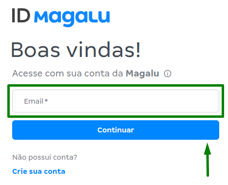 Login ID Magalu — campo e-mail