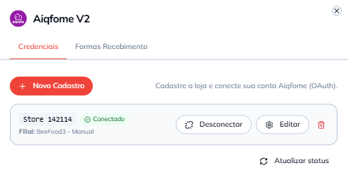 Integração ativa — status Conectado
