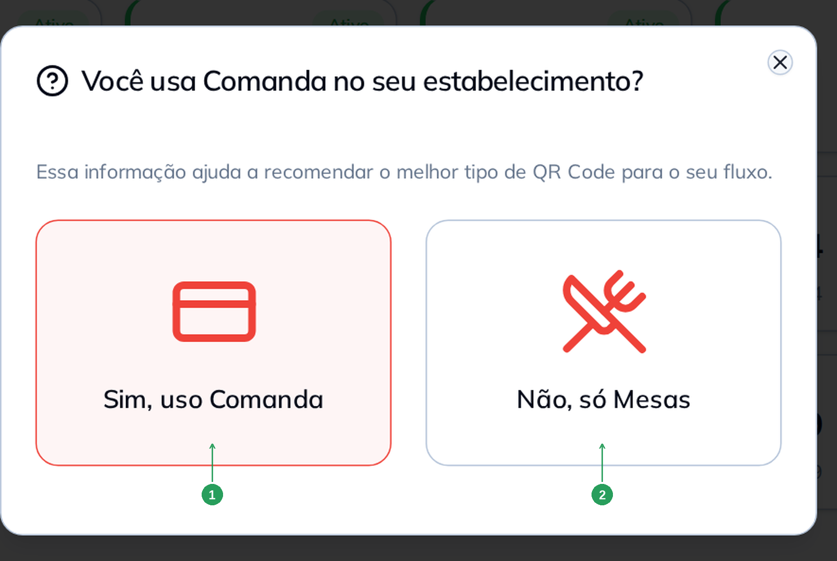 Pergunta sobre o uso de comandas no estabelecimento