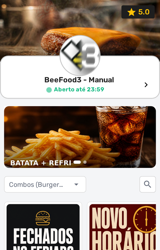 Cardápio digital presencial abrindo no celular do cliente