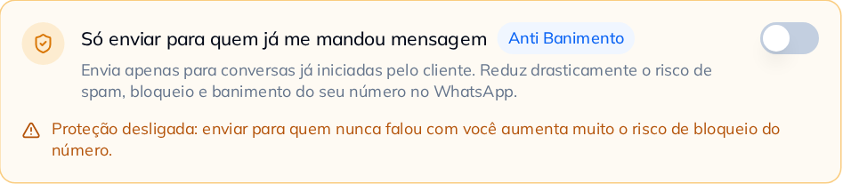 Proteção desligada, com aviso