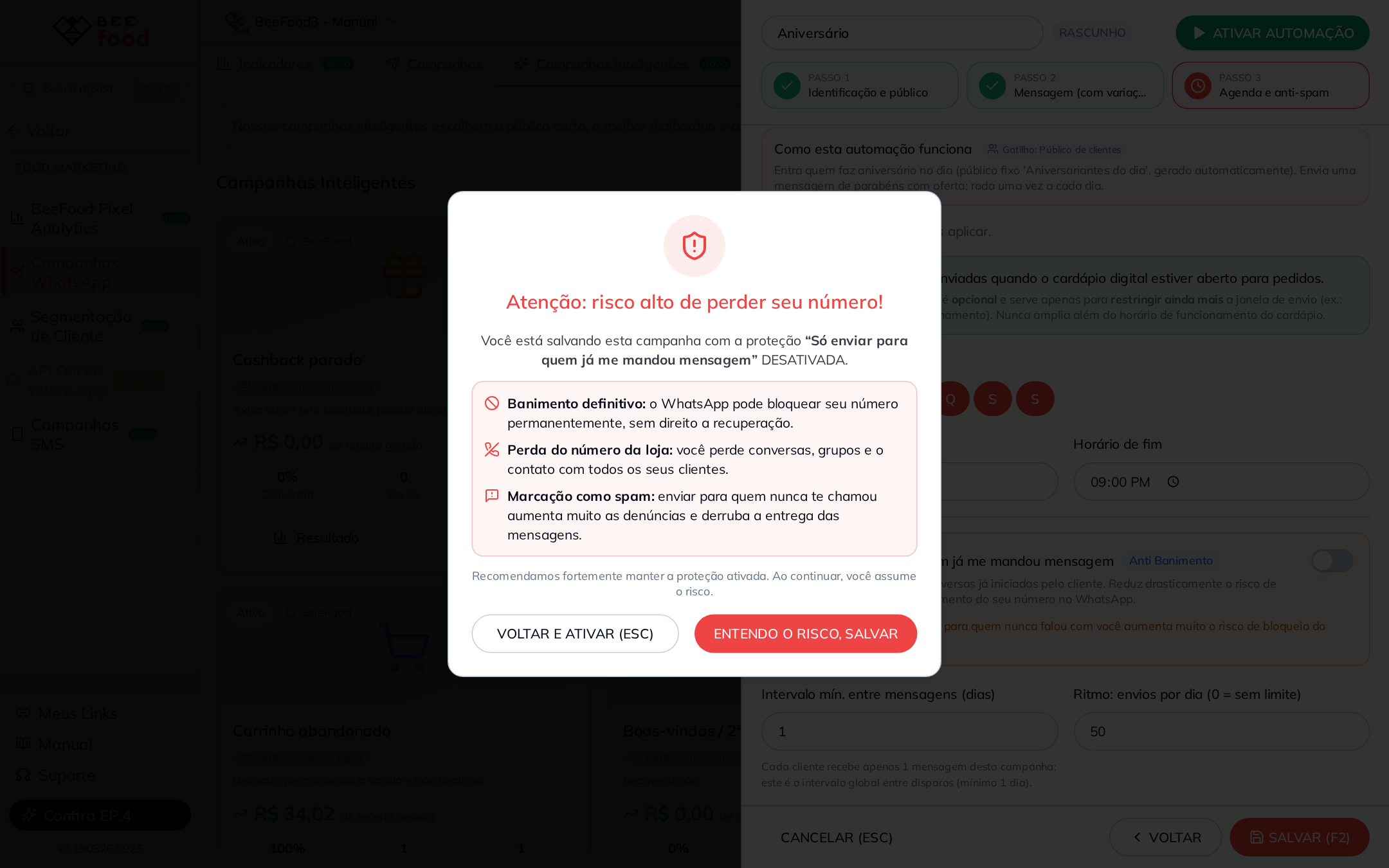 Alerta de risco de perder o número