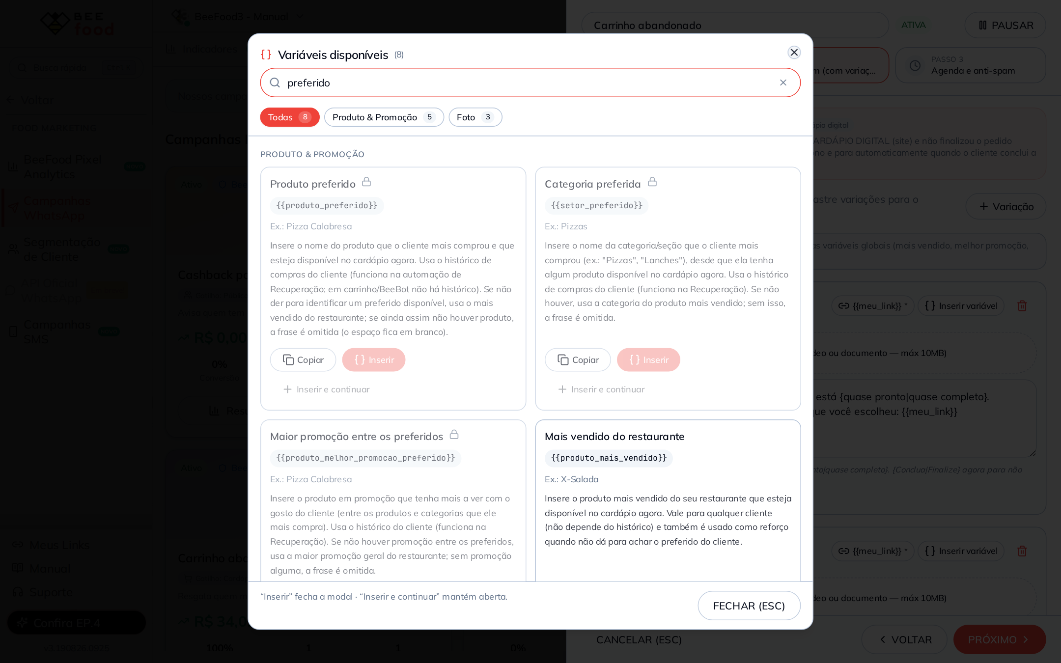 Variáveis bloqueadas por dependerem do histórico