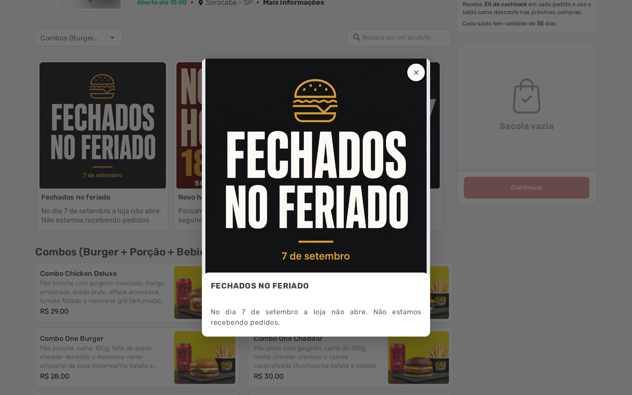 Modal do aviso aberto no computador com cartaz em cima e texto embaixo