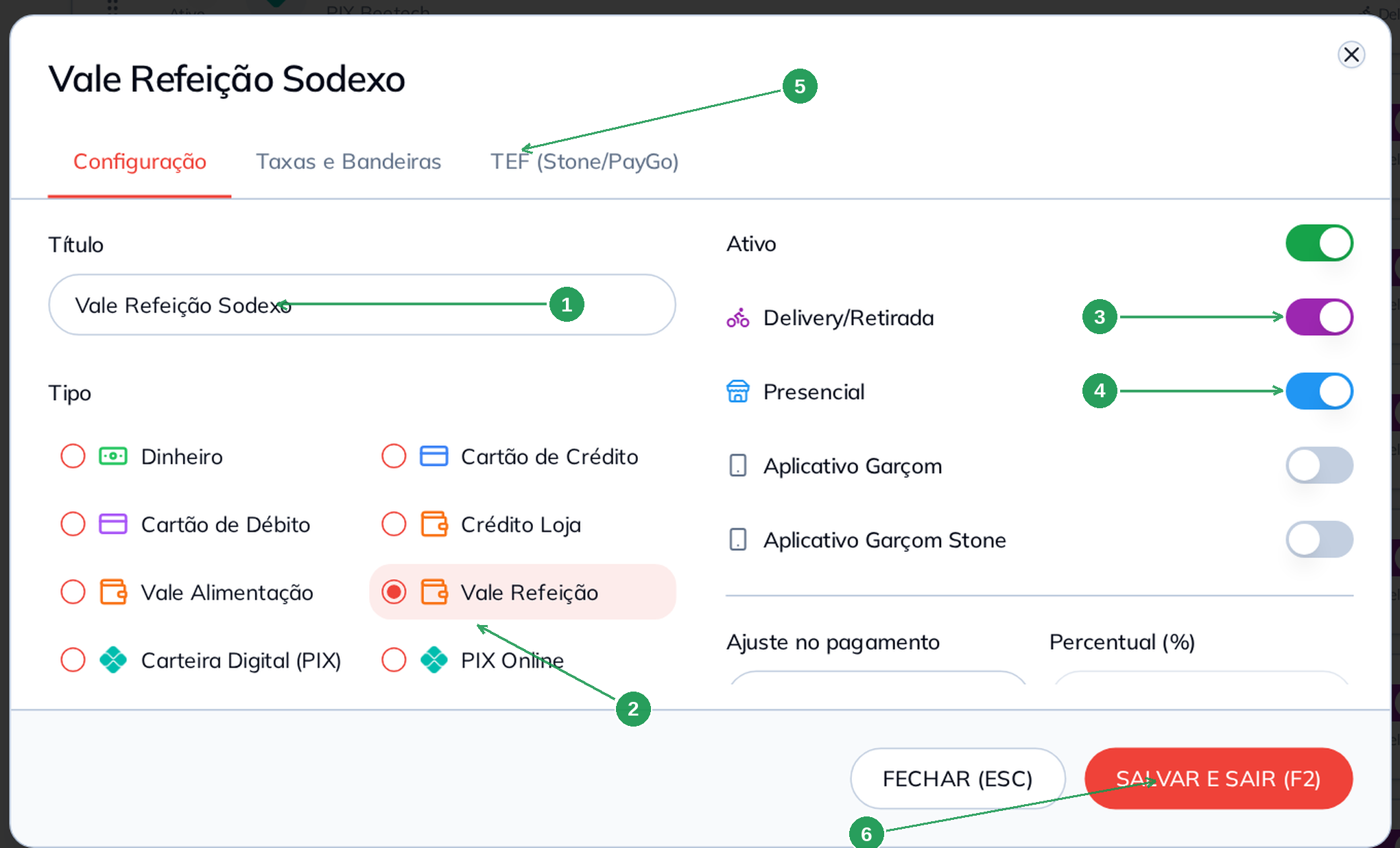 Tela Nova Forma na aba Configuração