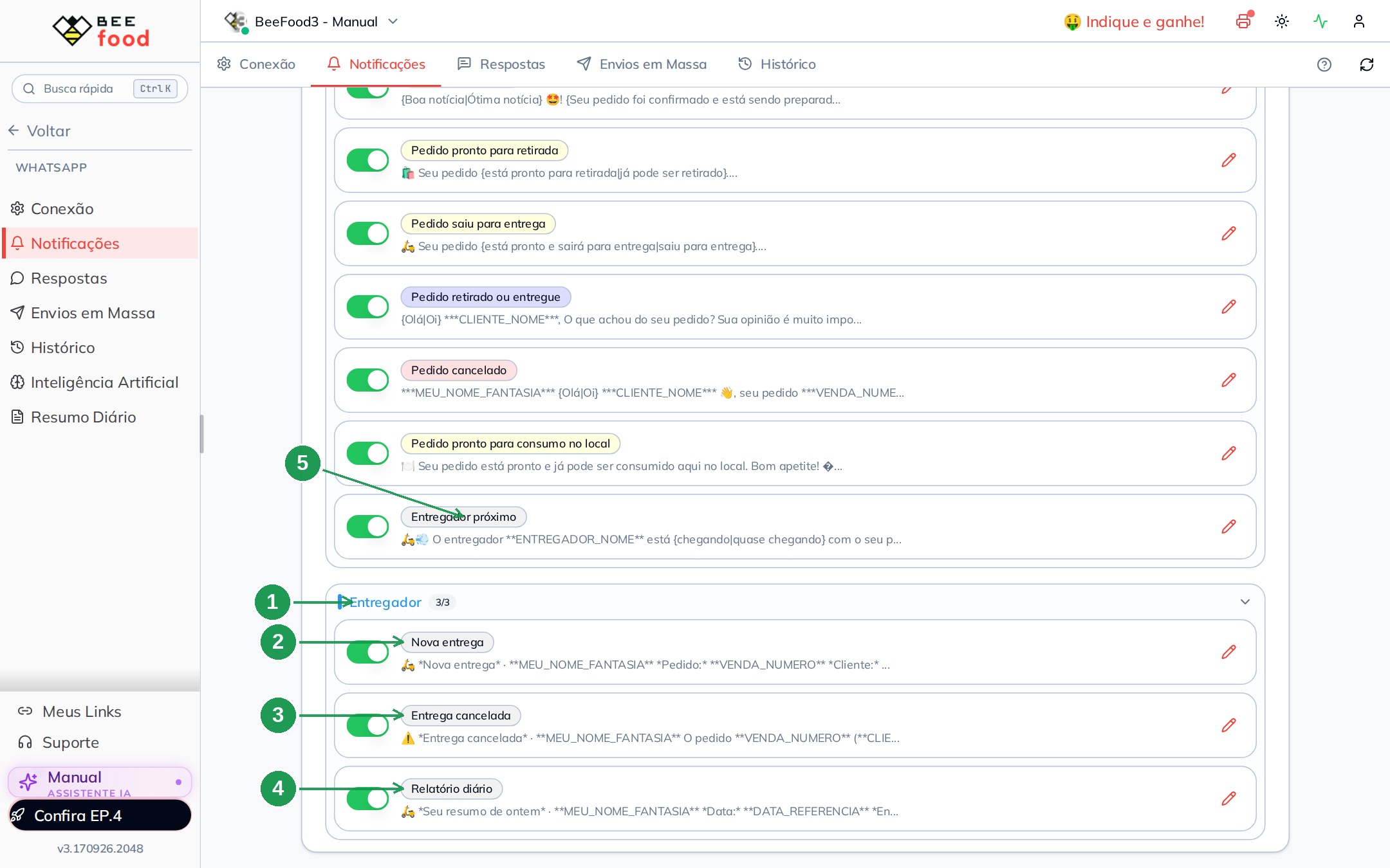 O grupo Entregador e o aviso do cliente
