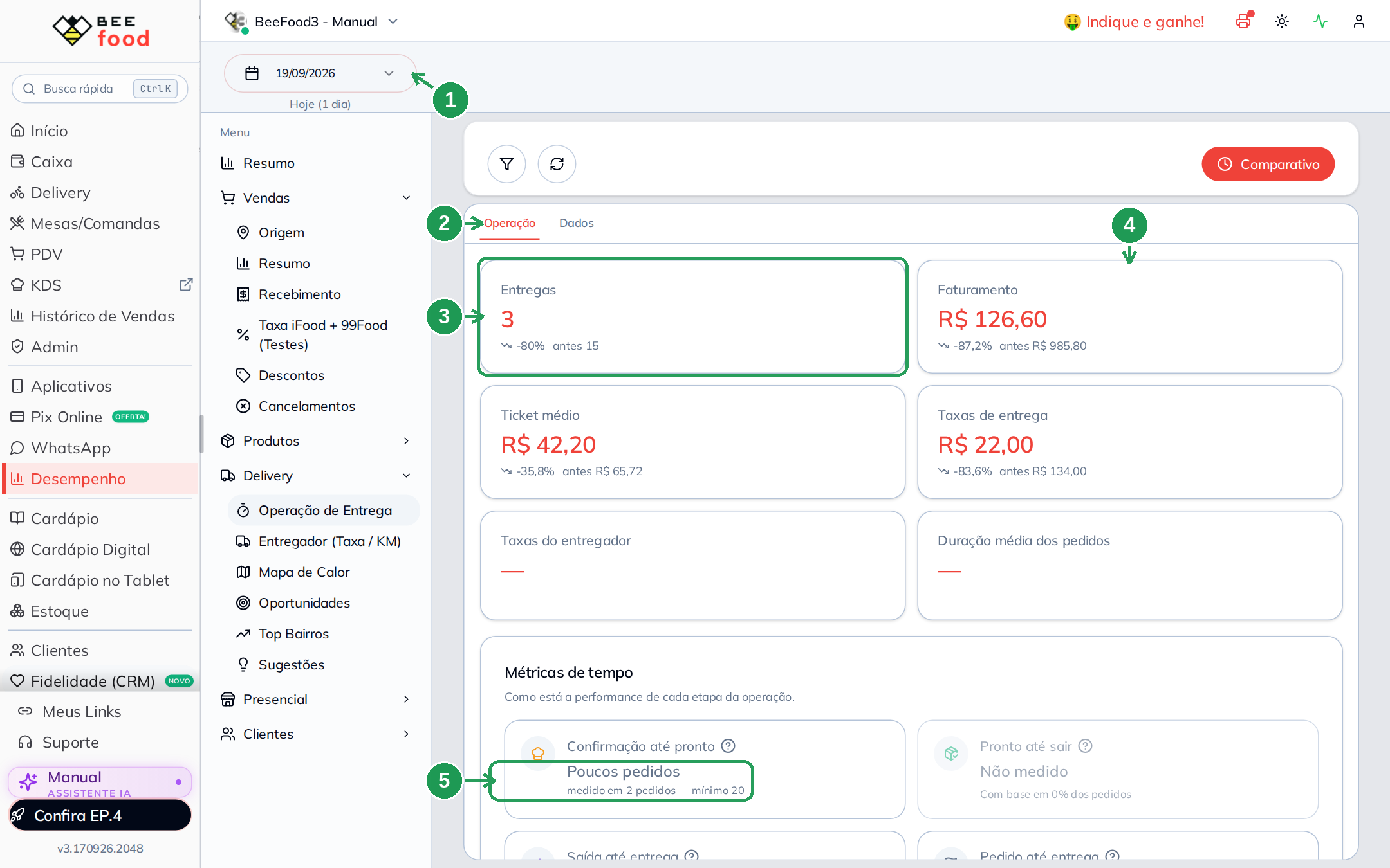 O relatório Operação de Entrega com a data de hoje