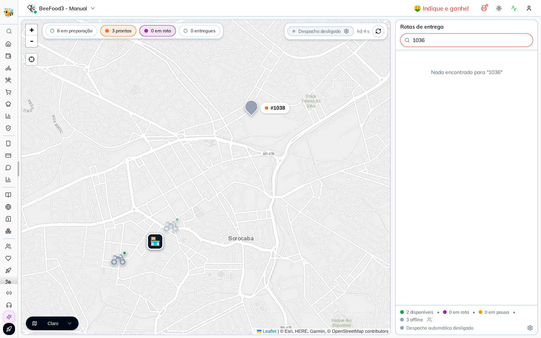 Campo de busca filtrando pedidos na lista e no mapa