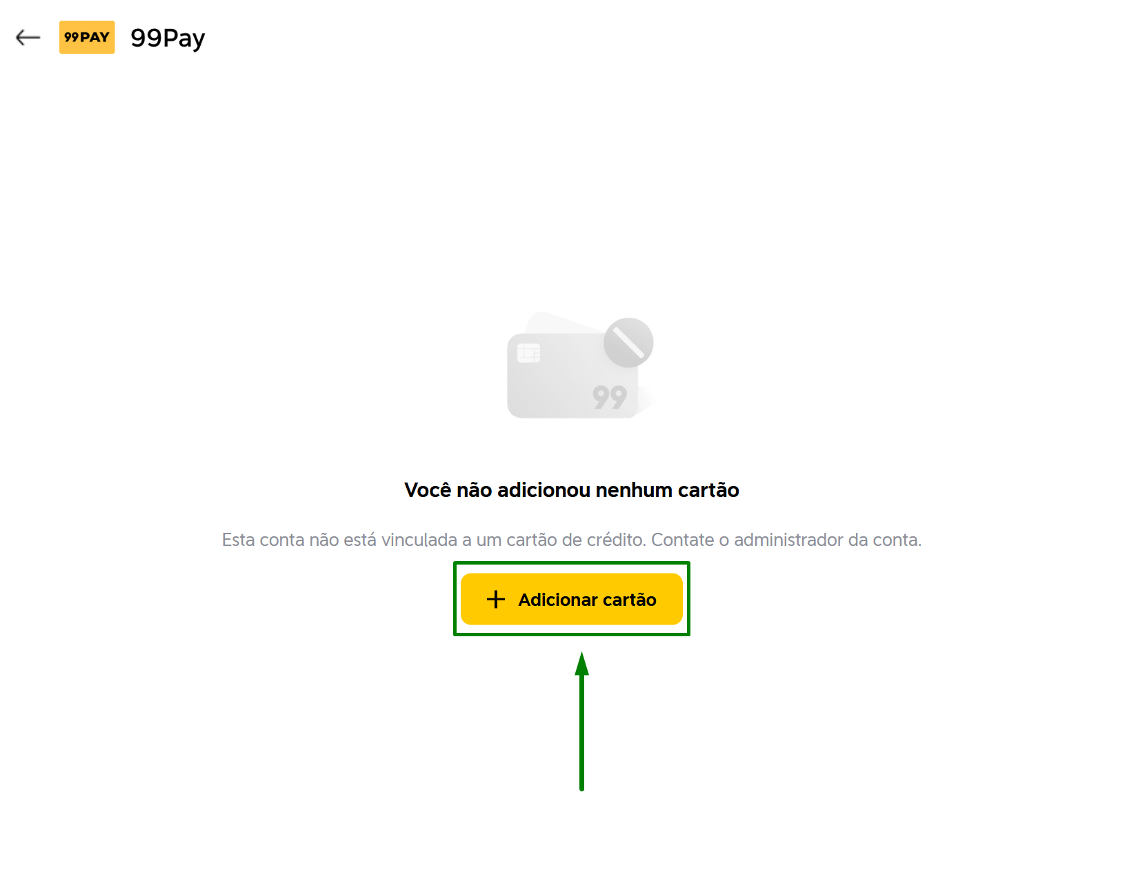Adicionar cartão no 99Pay