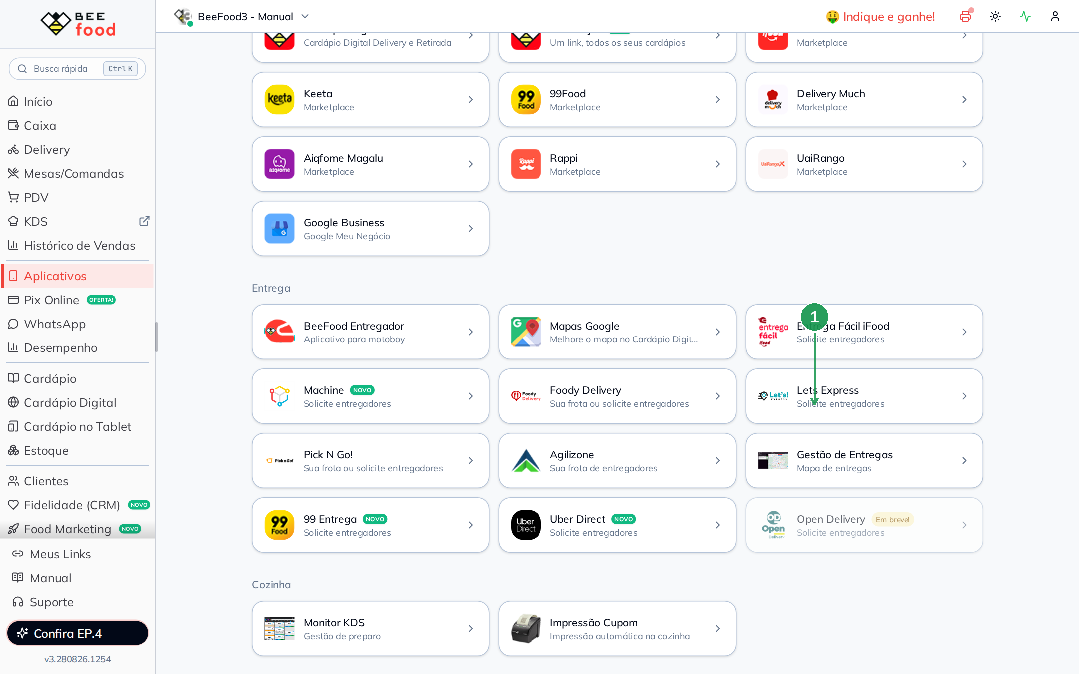 Tela Aplicativos com o card Lets Express destacado