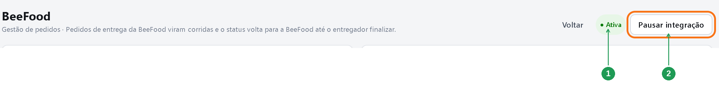 Integração BeeFood ativa no Route Delivery