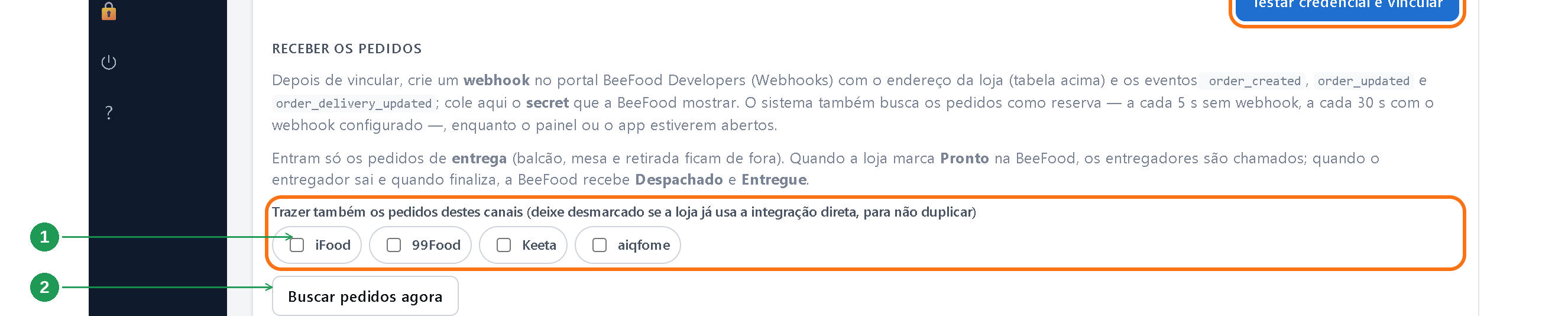Configuração de canais de marketplace no Route Delivery