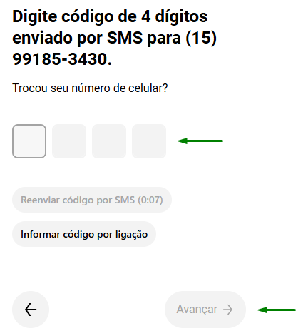 Uber Direct — código de verificação
