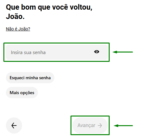 Uber Direct — definir senha
