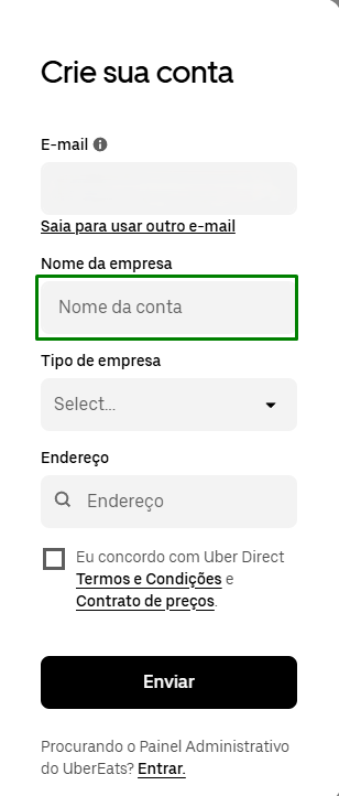 Uber Direct — nome do restaurante