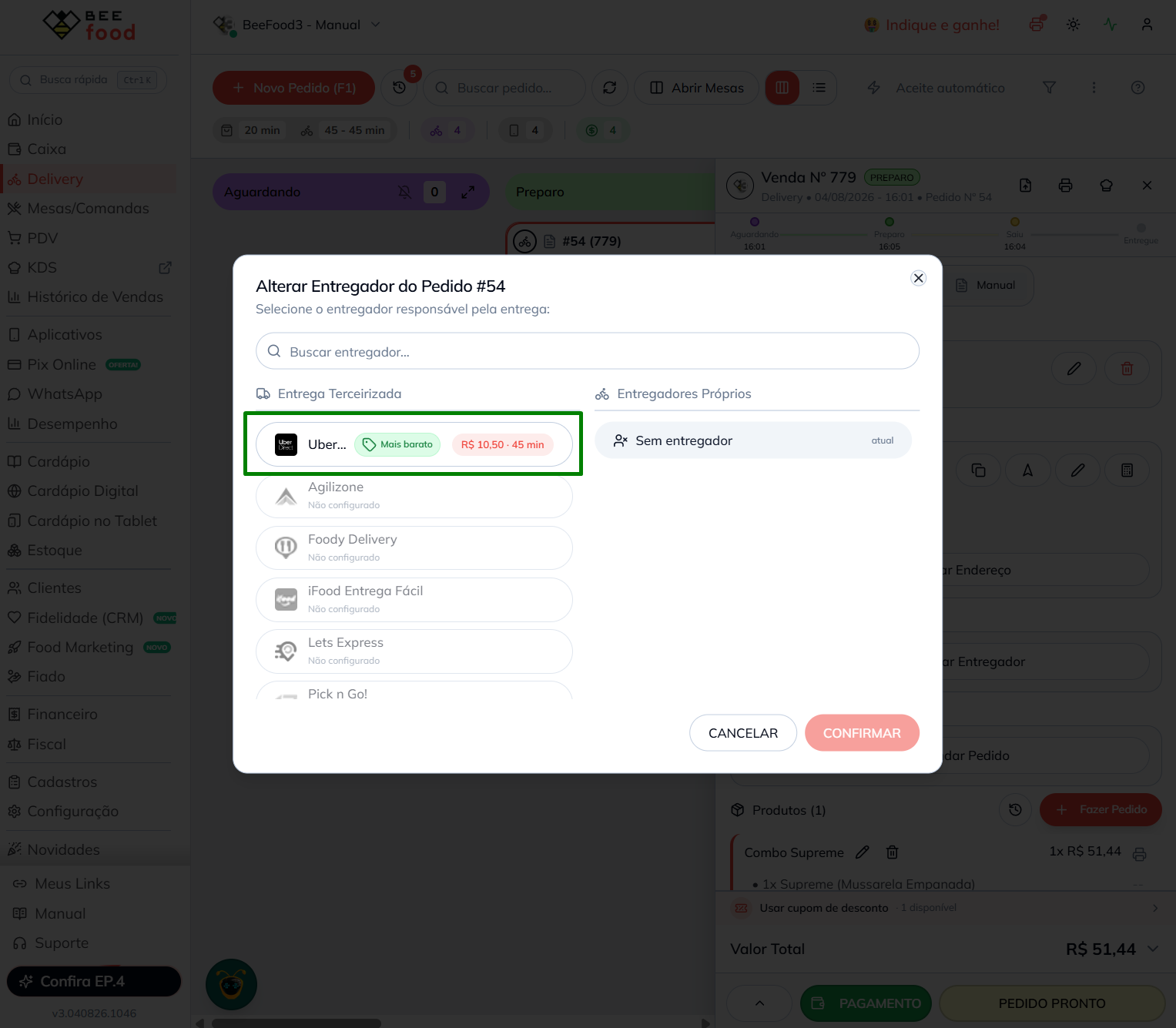 Selecionar Uber Direct