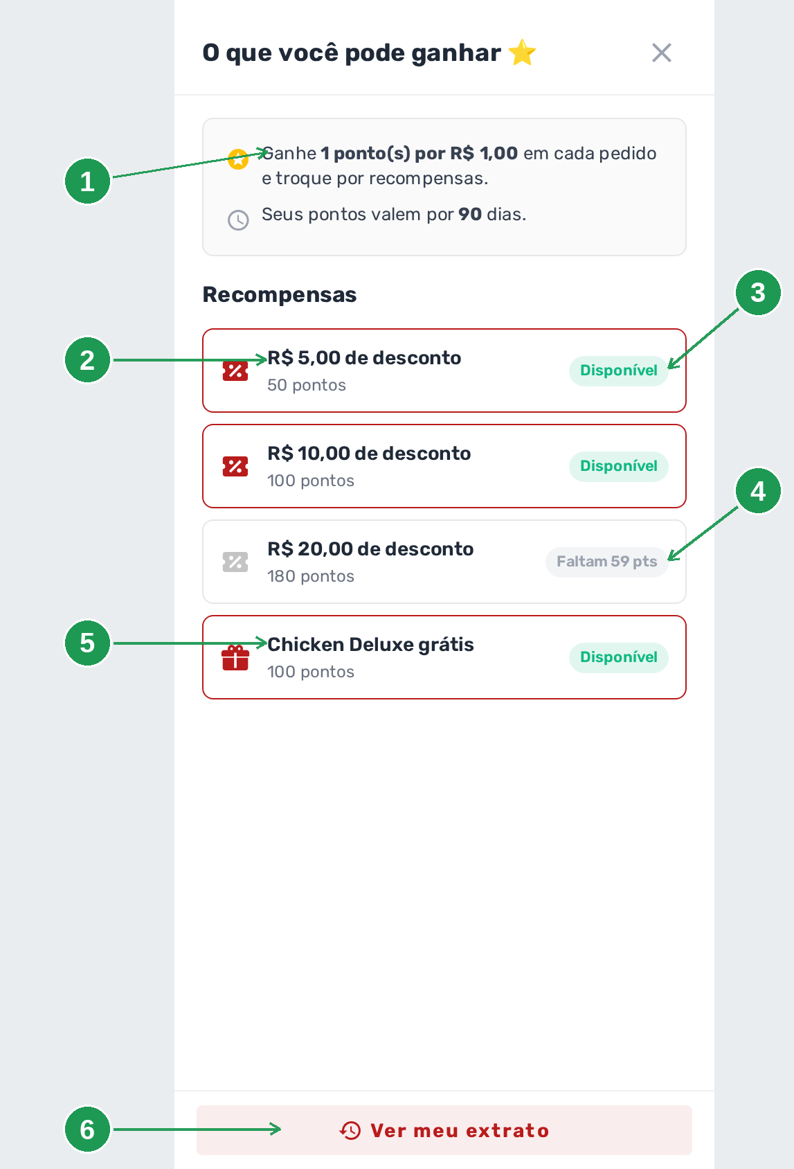 A vitrine O que você pode ganhar, com as recompensas e os selos