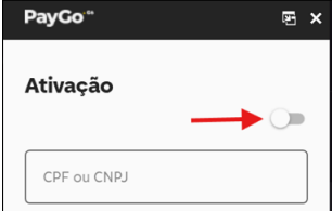 Tela do Client PayGo com seleção de chave no canto superior direito
