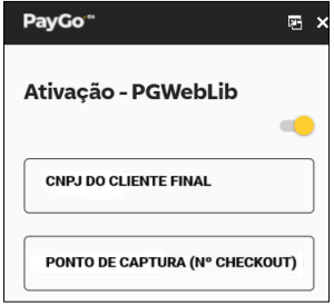 Tela do Client PayGo com campos de CNPJ e PDC preenchidos