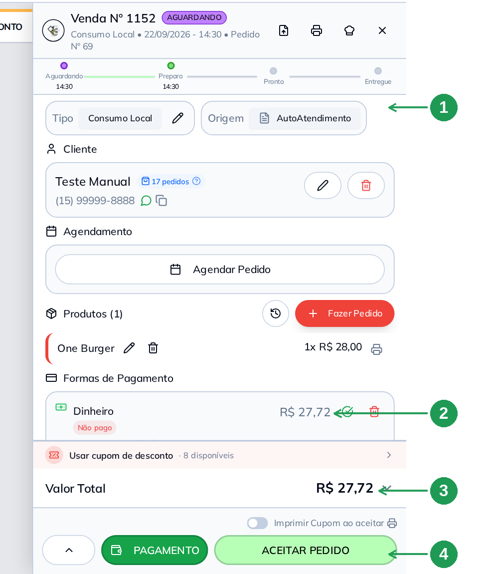 Card da venda do totem, com origem AutoAtendimento