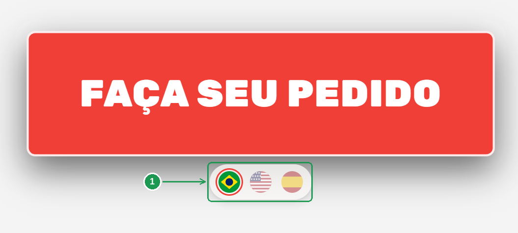 Bandeiras embaixo do FAÇA SEU PEDIDO, na tela inicial do totem