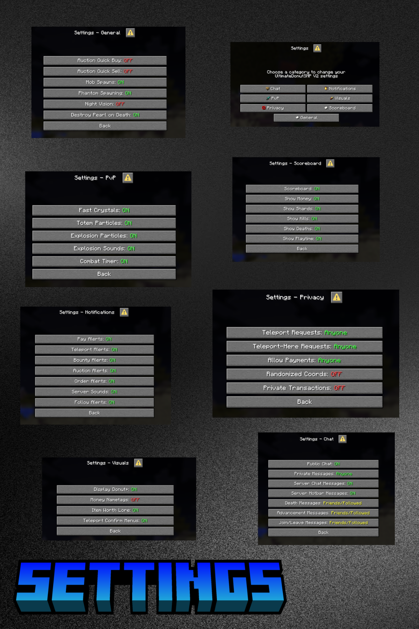 Settings - UltimateDonutSMP V2