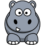Cartoon of a hippopotamus.
