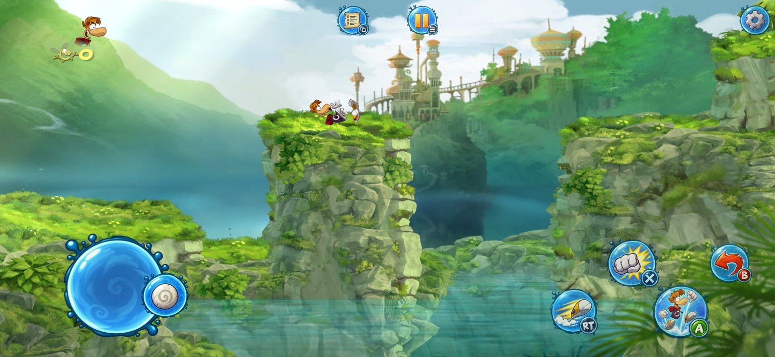 Rayman Origins Recompiled executando com renderer Vulkan nativo e controles por toque no Android