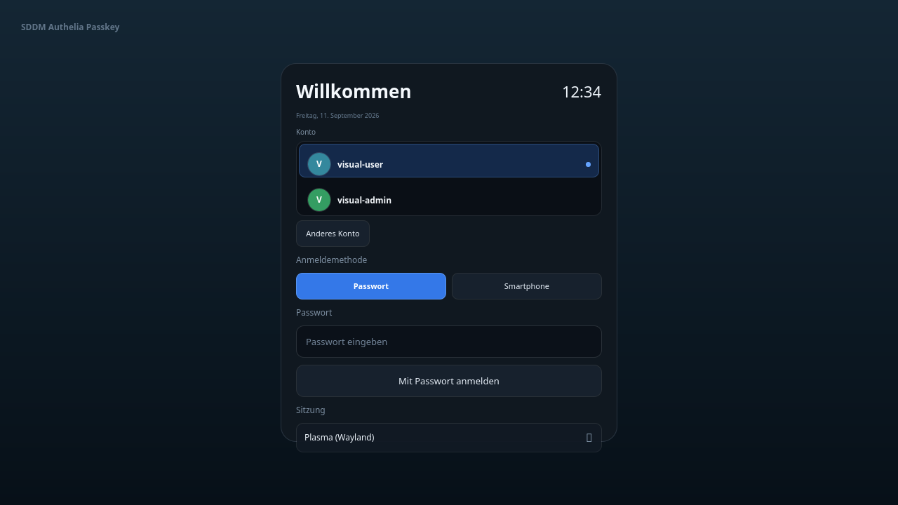 Idle login screen