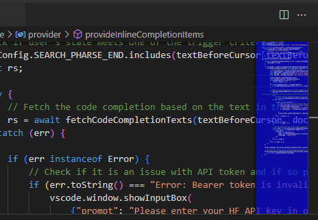 Animation of the transparent VS Code minimap cycling through changing colors from blue to green then red