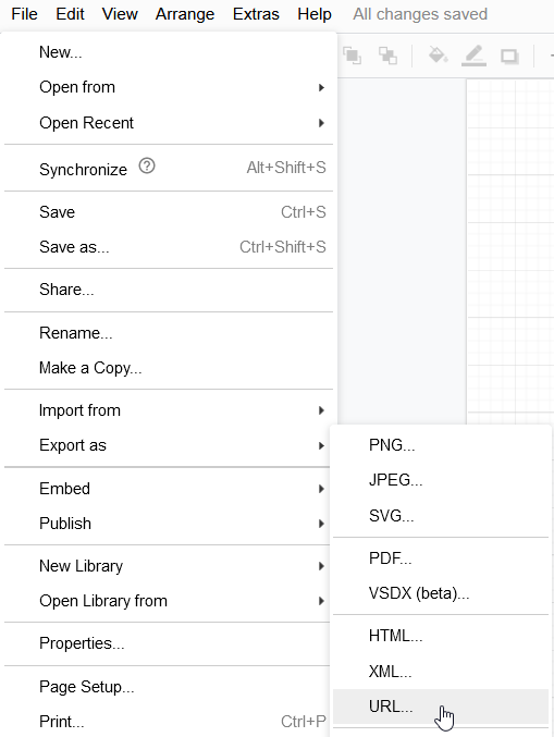 Export the diagram to URL in draw.io